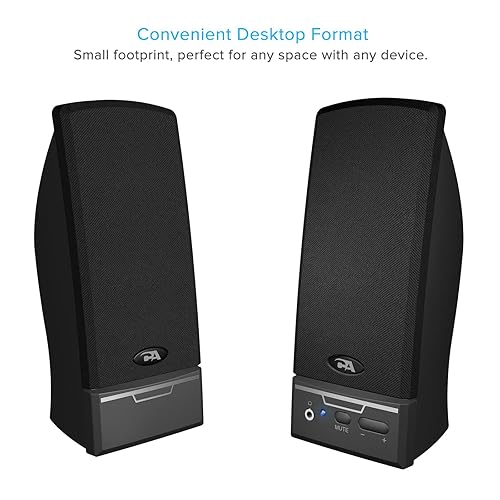 Cyber Acoustics USB 2.0 Speaker (CA-2014USB) - USB Powered 2.0 Desktop Computer Speakers, USB-C or USB-A Compatible