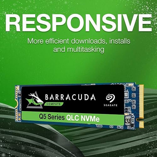 Seagate BarraCuda Q5 500GB Internal SSD - M.2 NVMe PCIe Gen3 ×4, 3D QLC for Desktop or Laptop, 1-year Rescue Services (ZP500CV3A001)