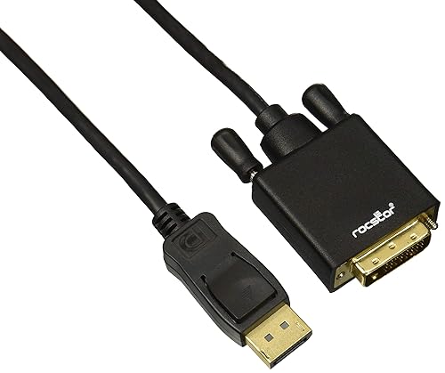 Rocstor Premium 6 Ft Displayport 1.2V to DVI Cable M/– DisplayPort 1.2V to DVI 3840x2160 @ 30Hz, Supports 2K, 4K @ 30Hz – DP 1.2V/DVI for Notebook, PC, Monitor, Projector, Graphics Card - Retail Pack - 1 X Displayport 1.2V Male Digital Audio/Video