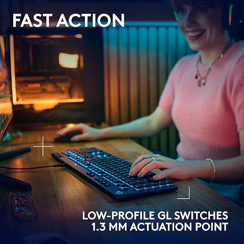 Logitech G915 X Low-Profile Wired Mechanical Gaming Keyboard, Double-Shot PBT Keycaps, Fully Programmable Keys, RGB Lighting, Aluminum Finish, GL Brown Tactile Switches - PC/Mac Black Full-Size Wired Tactile
