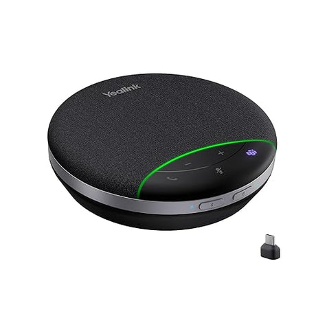Yealink SP92 Bluetooth Speaker and Microphone with Dongle, Conference Speakerphone for Teams, 13ft 360° Omni Pickup, Full-Duplex Mic, Al Noise Reduction, 20H Call Time, USB C/A Black SP92 with Dongle USB-C/A