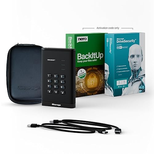 iStorage diskAshur3 HDD 500GB Black - Secure portable hard drive - Password protected - Dust & water resistant - Hardware Encryption