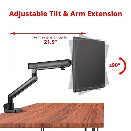 SIIG Aluminum Mechanical Single Monitor Arm Mount - Height Adjustable Desk Mount for 17in to 32in Screens - 17.6lbs Max VESA 75x75mm 100x100mm