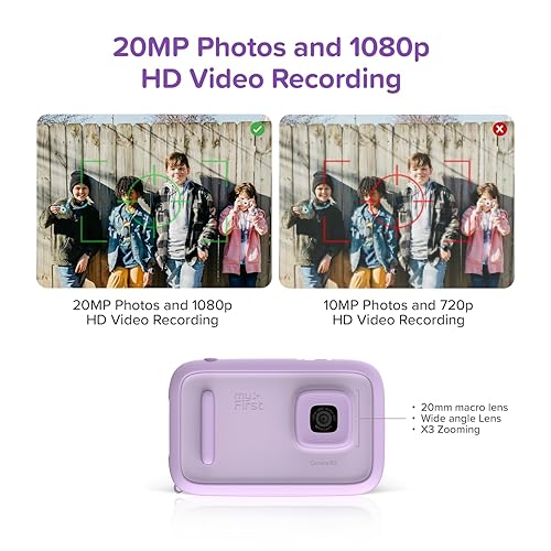 New AI Editor Camera for Kids myFirst Camera 50 Kids' Digital Camera 20MP Photos 1080P Video, Front & Selfie Lens Christmas Birthday Gifts for Boys & Girls Ages 4-15 Portable Travel Camera (Purple)