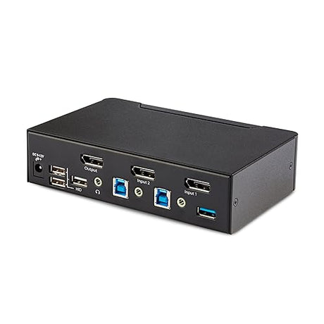 StarTech.com 2-Port DisplayPort KVM Switch, 8K 60Hz / 4K 144Hz, Single Display, DP 1.4, 2X USB 3.0 Ports, 4X USB 2.0 HID Ports, Push-Button & Hotkey Switching, TAA Compliant (D86A2-2-PORT-8K-KVM)