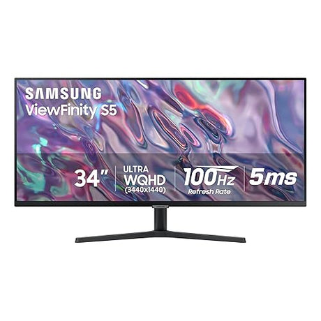SAMSUNG 34 ViewFinity S50GC Series Ultra-WQHD Monitor, 100Hz, 5ms, HDR10, AMD FreeSync, Eye Care, Borderless Design, PIP, PBP, LS34C502GANXZA, 2023, Black 21:09 DP + HDMI only