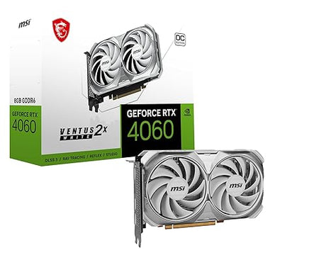 MSI Gaming GeForce RTX 4060 8GB GDRR6 128-Bit HDMI/DP Nvlink TORX Fan 4.0 Ada Lovelace Architecture Graphics Card (RTX 4060 Ventus 2X White 8G OC)