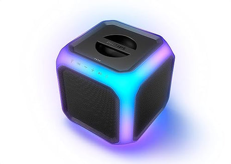 PHILIPS X7207 Bluetooth Party Cube Speaker with 360° Party Lights - Link up to 50 Speakers, Black With 360 degree lights Cube - Stackable