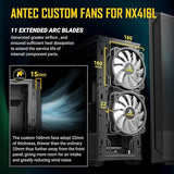 ANTEC NX416L White, High Airflow Mesh Front Panel, 2 x 160mm & 1 x 120mm ARGB Fans Included, Type-C, Tempered Glass Hinge Side Panel, Up to 11 Fans, 360mm Radiator Support, Mid-Tower ATX Gaming Case