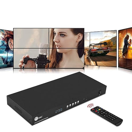 SIIG 2x2 4K HDMI Video Wall Controller, USB-C/DVI/HDMI Input, RS232/Web/IR Control, Audio Extract to Coaxial/3.5mm, Metal Housing, ESD Protection, 1x2, 1x3, 1x4, Cascading 10x10 max (CE-H26E11-S1) 2x2 Video Wall
