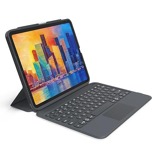 ZAGG - Pro Keys Wireless Keyboard with Trackpad and Detachable Case - Compatible with The Apple iPad 10.2(Gen 7,8,9) - Charcoal iPad 10.2 w/ Trackpad