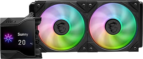MSI MPG CORELIQUID D240 ARGB CPU Liquid Cooler - 2.4 IPS LCD Screen - 240mm Radiator - Double 120mm RGB PWN Fans.