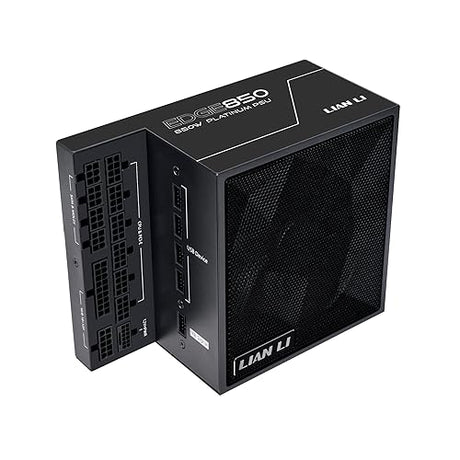 Lian Li Edge Series-850W Full Modular Power Supply-80 PLUS Platinum-ATX 3.0, 3.1-PCIE 5.1-L-Shape Design for Dual Chamber Case-120mm FDB Fan-Supports up to 4X USB Devices-Black (EG0850BE.US) 850W Platinum ATX Black