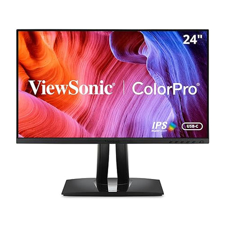 ViewSonic VP2456 24 Inch 1080p Premium IPS Monitor with Ultra-Thin Bezels, Color Accuracy, Pantone Validated, HDMI, DisplayPort and USB C for Professional Home and Office,Black 24-Inch 1080p