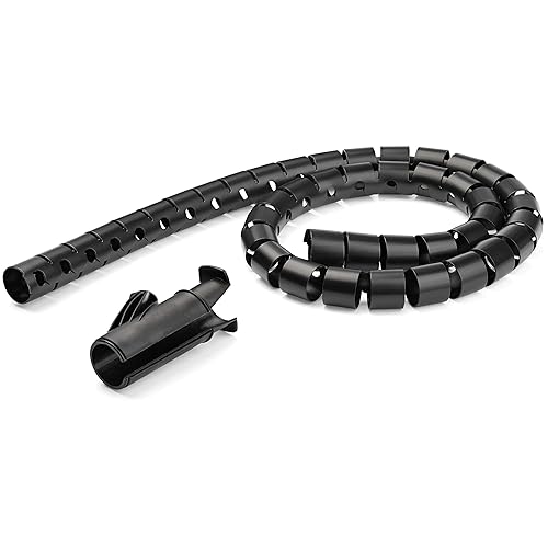 StarTech.com 2.5m (8.2ft) Cable Management Sleeve - Spiral - 1" (25mm) Diameter - W/Cable Loading Tool - Black (CMSCOILED2)