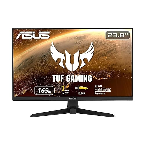 ASUS TUF Gaming 23.8” 1080P Monitor (VG249Q1A) - Full HD, IPS, 165Hz (Supports 144Hz), 1ms, Extreme Low Motion Blur, Speaker, FreeSync™ Premium, Shadow Boost, VESA Mountable, DisplayPort, HDMI,BLACK 23.8" IPS 1ms 165Hz FreeSync Premium