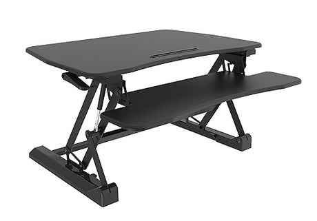 AMER MOUNTS Amer Mounts EZriserPro Straight Up and Down Sit/Stand Desk with Keyboard/Mouse Deck (2 Tier) – Black Finish - 36