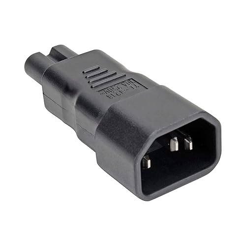 IEC C14 to IEC C7 Power Cord Adapter - 10A, 250V, Black C14 to C7