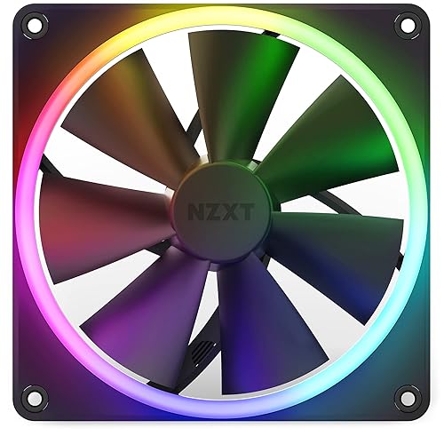 NZXT F140 RGB Fans - RF-R14DF-B1 - Advanced RGB Lighting Customization - Whisper Quiet Cooling - Twin (RGB Fan & Controller Included) - 140mm Fan - Black Black 140mm Twin Pack Fans