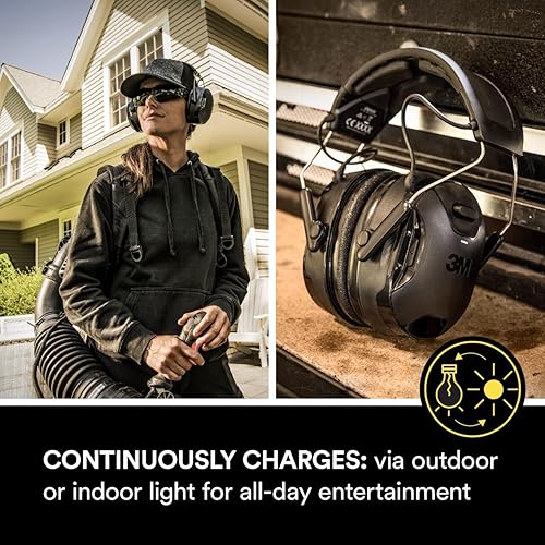 3M WorkTunes Connect + Solar Wireless Hearing Protector with Bluetooth Technology, Bluetooth Hearing Protection with a 26 dB Noise Reduction Rating