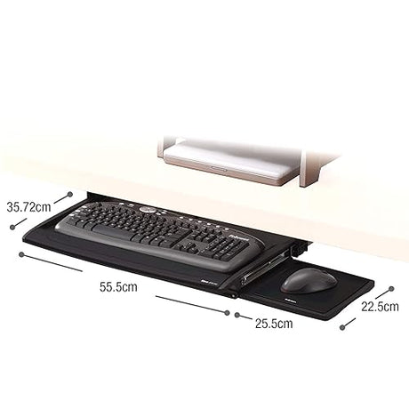 Fellowes Office Suites Deluxe Keyboard Drawer, 2.5 x 30.88 x 14.06, Black/Silver, 80312