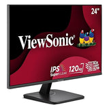 ViewSonic VA2456A-MHD 24 Inch IPS 1080p Monitor with 120Hz, Eye Care, HDMI, DisplayPort, and VGA Inputs for Home and Office