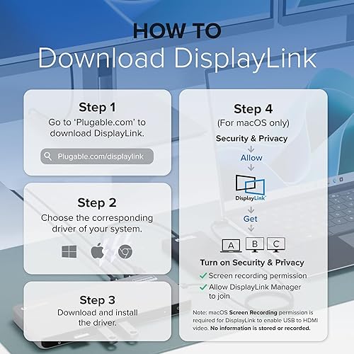 Plugable 7-in-1 USB-C DisplayLink Dock – Dual 4K HDMI (Requires DisplayLink Driver), 100W PD Charging, USB4 & Thunderbolt Compatible, Gigabit Ethernet, USB-A/C, SD Card – for Mac & Windows Laptops