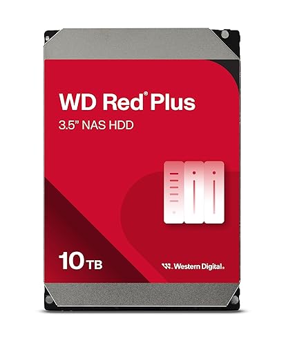 Western Digital 10TB WD Red Plus NAS Internal Hard Drive HDD - 7200 RPM, SATA 6 GB/s, CMR, 512 MB Cache, 3.5 - WD100EFGX