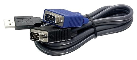 TRENDnet 2-in-1 USB VGA KVM Cable, TK-CU10, VGA/SVGA HDB 15-Pin Male to Male, USB 1.1 Type A, 10 Feet (3.1m), Connect Computers with VGA and USB Ports, USB Keyboard/Mouse Cable & Monitor Cable Black 10 Ft.