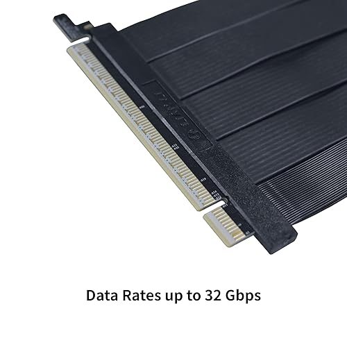 Lian Li - PCIE 5.0 Riser Cable Premium PCI-E 16X 5.0 Double Bandwidth Extender Riser Cable Length 200 mm;7.87 Inch. Compatible with PCIe 4.0, Black (PW-PCI-520X)