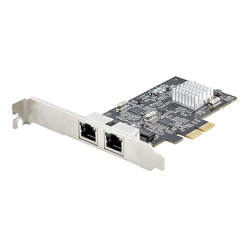 StarTech.com 2-Port 2.5Gbps NBASE-T PCIe Network Card, Intel I225-V, Dual-Port Computer Network Card, Multi-Gigabit NIC, PCI Express Server LAN Card, Desktop Ethernet Interface (PR22GI-NETWORK-CARD) 2 Port 2.5G