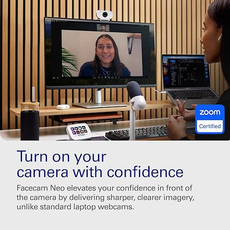 Elgato Facecam Neo – Full HD Webcam with Easy-Slide Privacy Shutter, Light Correction, For Video Calls, Streaming, Teams/Zoom/Slack/OBS/Twitch/Youtube, and more – USB-C/Plug & Play on PC/Laptop/Mac