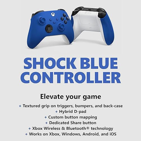Xbox Core Wireless Controller – Shock Blue – Xbox Series X|S, Xbox One, and Windows Devices Blue Wireless Controllers
