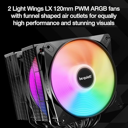 be quiet! Pure Rock Pro 3 LX CPU Air Cooler | 6 High Performance 6mm Heat Pipes with HDT Technology | 120mm Quiet ARGB PWM Fan | AMD:AM4 AM5/Intel LGA 1700/1150/1151/1200 | Black | BK042