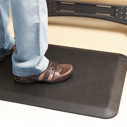 NewLife by GelPro Anti Fatigue Mat: Eco-Pro Foam Anti-Fatigue Comfort Mat - Standing Desk Pad - Professional Floor Mats for Commercial & Industrial Work - 20” x 32” Non Slip Ergonomic Mat - Black 32L x 20W x 0.8Th Black