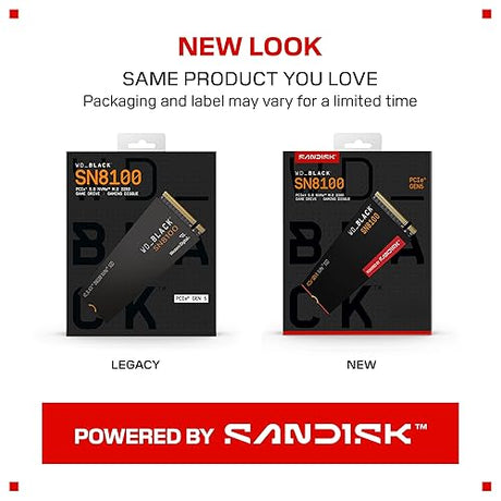 WD_Black 8TB SN8100 NVMe SSD Internal Solid State Drive - Gen 5 PCIe 5.0x4, M.2 2280, Seq. Read Speeds Up to 14,900 MB/s, Best for AI Applications, Gaming, and Video Editing - WDS800T1X0M 8TB SSD