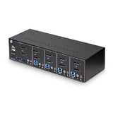 StarTech.com 4-Port Dual-Monitor DisplayPort KVM Switch, 4K 60Hz, 2X USB 5Gbps Hub Ports, 2X USB 2.0 HID Ports, Hotkey and Push-Button Switching, TAA Compliant (P4DD46A2-KVM-SWITCH)