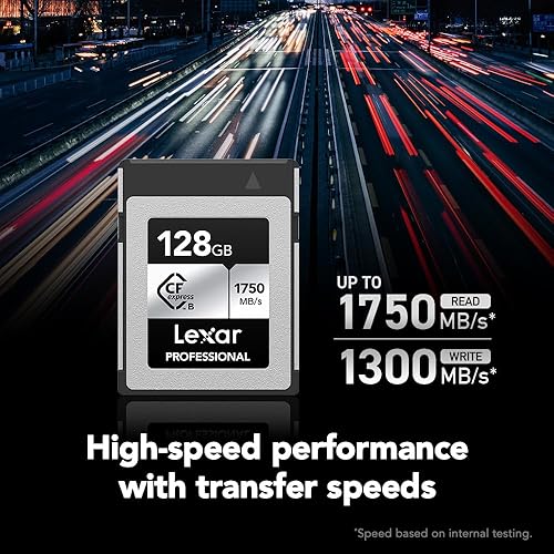 Lexar 128GB Professional CFexpress Type B Silver Series Memory Card, for Photographers, Videographers, Up to 1750/1300 MB/s, 8K Video (LCXEXSL128G-RNENG) 128GB Type B Card Silver