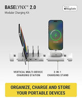 Scosche BaseLynx 2.0 Modular Charging Station with 15W MagSafe Wireless Charger Stand, 5W Charging Pad for AirPods Pro and 3 Port 60W USB-C Multi Device Fast Phone Charger Compatible with Apple iPhone Charging Pads & Multi Device Gen 2 White