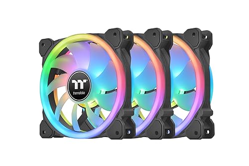 Thermaltake SWAFAN 12 RGB Radiator Fan TT Premium Edition 3 Pack, Swappable Fan Blade Design, Customizable air Flow Direction, 2000 RPM, CL-F137-PL12SW-A, 120mm Black Black 120mm SWAFAN