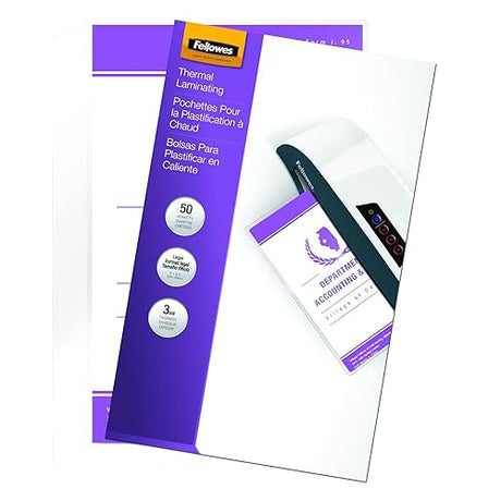 Fellowes 52006 Laminating Pouches, Thermal, Legal, 3 Mil, 25 Pack, Clear