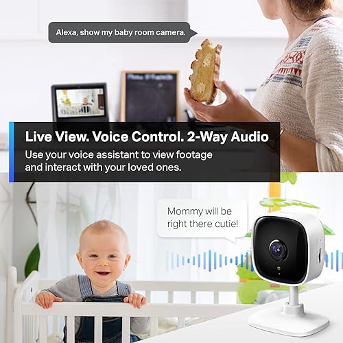 TP-Link Tapo 2K Indoor Home Security WiFi Camera, Up to 30ft Night Vision, Privacy Mode, Sound & Light Alarm, Up to 256 GB microSD Card Slot, Two-Way Audio, Works w/Alexa and Google (Tapo C110) 2K HD Indoor Security WiFi Camera