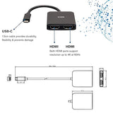 C2G USB-C to Dual HDMI 4K Dual Monitor MST Hub, Mini DP Multi-Stream Transport (MST) Multiple Monitor Splitter, Black