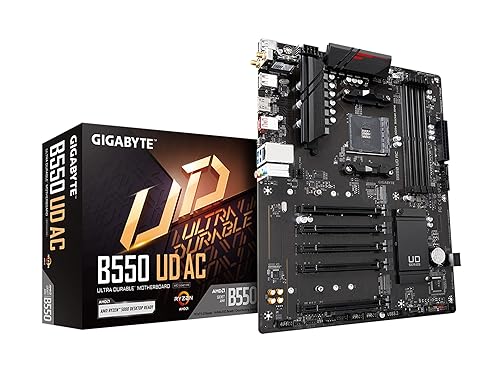 GIGABYTE B550 UD AC (AM4/ AMD/ B550/ ATX/Dual M.2/ SATA 6Gb/s/USB 3.2 Gen 2/ Intel 802.11a/b/g/n/ac/Realtek GbE LAN/PCIe 4.0/ Motherboard)