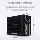 Lian Li SP1000 Platinum - 1000 Watt SFX Form Factor Power Supply with 12V-2x6 Cable - ATX 3.1 & PCIE 5.1 Compliant - Full Modular - 100% Japanese 105C Capacitors - Black (SP1000P.B) Platinum 1000W Black