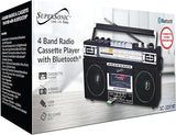Supersonic Retro 4 Band Radio & Cassette Player with Bluetooth, Boomboxes - Black (SC-3201BTBLACK)