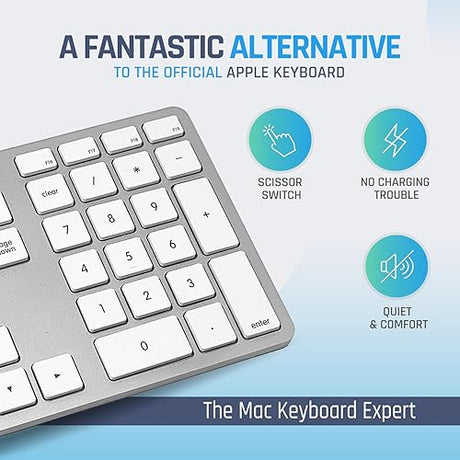 Matias Wired USB C Keyboard for Mac with Numeric Keypad - Mac Keyboard Compatible with Mac OS X v.10.6.8, MacBook Pro, MacBook Air, iMac - Latest Version Supported - (Silver)
