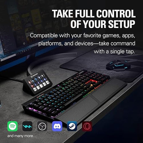 Elgato Stream Deck Scissor Keys—Workflow Controller with Customizable Macro Keys for OBS, Twitch, Discord, Teams, Photoshop, and More—Windows 10, MacOS 13 or Later