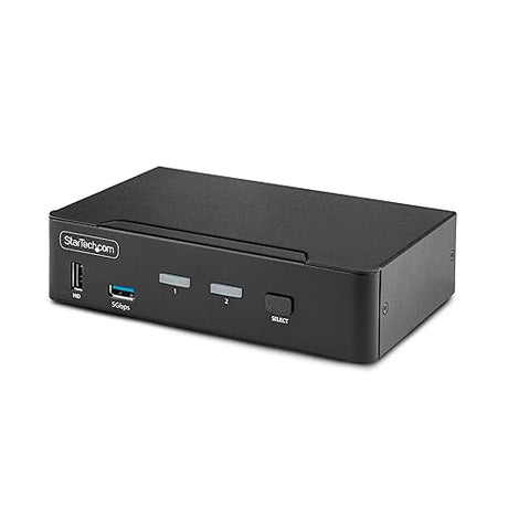 StarTech.com 2-Port DisplayPort KVM Switch, 8K 60Hz / 4K 144Hz, Single Display, DP 1.4, 2X USB 3.0 Ports, 4X USB 2.0 HID Ports, Push-Button & Hotkey Switching, TAA Compliant (D86A2-2-PORT-8K-KVM)