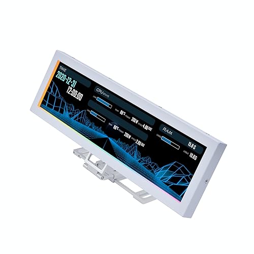 Lian Li 8.8 Universal Screen for PC - Adjustable Mounting for Any Computer Setup - Customizable ARGB Frame - PC Temperature Display Panel - LCD Screen Disply - Mini Monitor - SM088W (US88 v1 White)